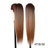 Long Ombre Blonde Synthetic Clip-In Braided Wavy Ponytail Hairpiece — Black to Brown Hair Extension