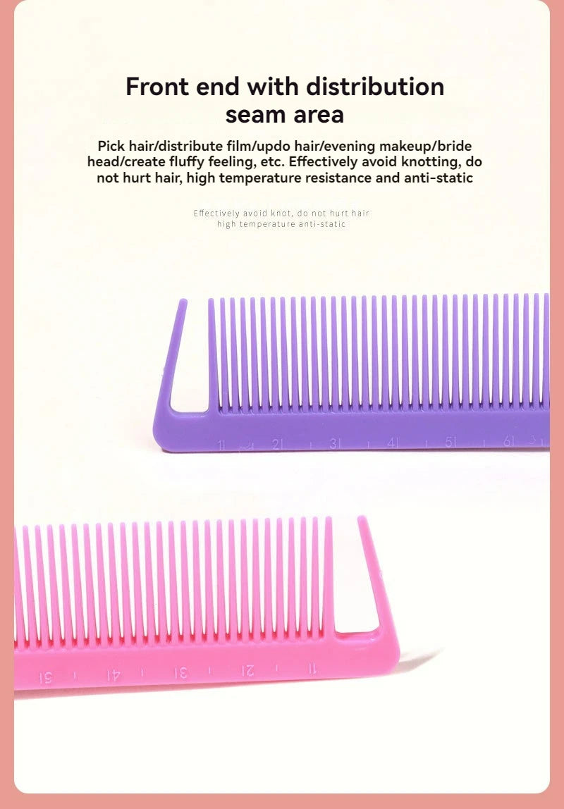 3-Piece Hair Comb & Eyebrow Brush Set - Tail Comb, 3-Row Detangling Comb, Steel Pin Tail Comb