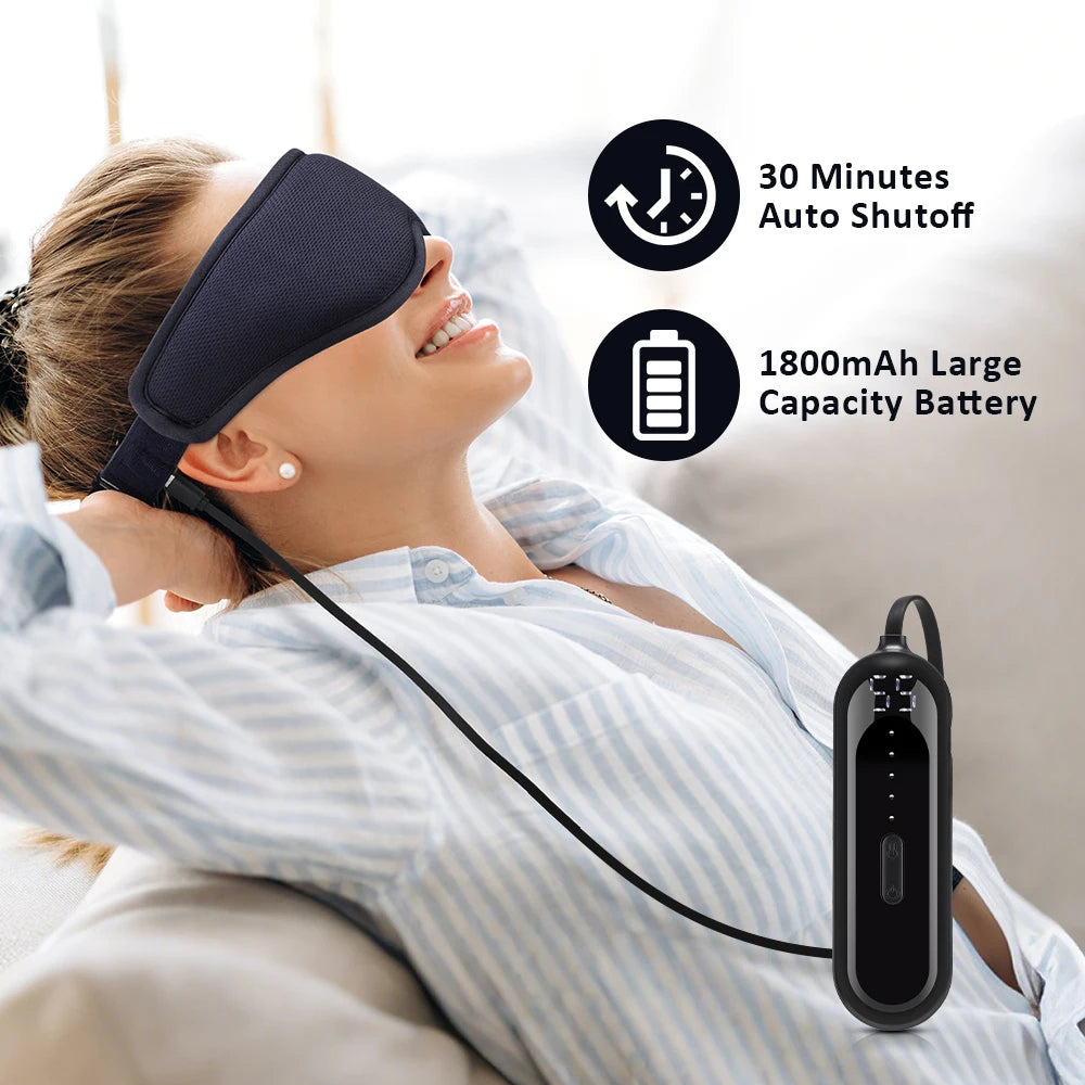 Hailicare 3D Heated Eye Massager – 3-Level Hot Compress, 5-Speed Vibration Sleep Mask with LED Display & 1800mAh Battery