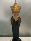 Sparkly Rhinestone Sleeveless Ankle-Length Evening Dress – Slim Sheath for Party, Stage & Photo Shoot