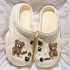 Women DIY Silver Chain Bear Charm EVA Clogs, Platform Garden & Beach Sandals for Summer Spring Autumn