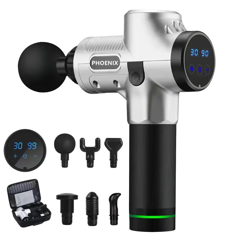 Deep Tissue Percussion Massage Gun – Muscle Recovery & Pain Relief, Up to 20 Speeds, 2500mAh Battery, Multiple Interchangeable Heads