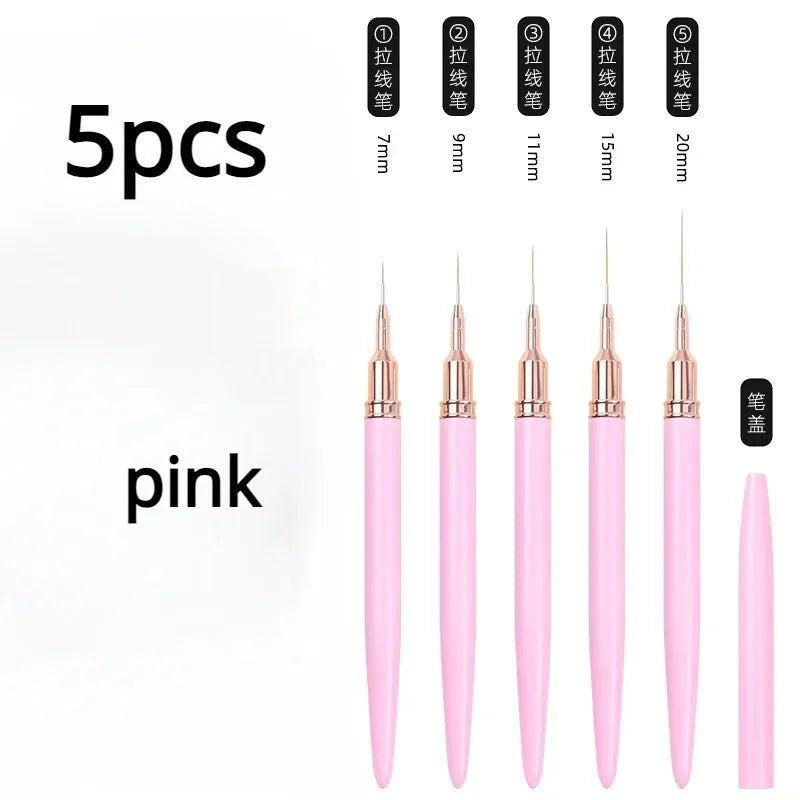 Professional Nail Art Liner Brush Set — Striping & Detailing Pens, 6–25 mm (0.24–0.98 in) Tips