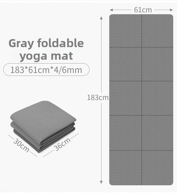 Foldable Yoga Mat Eco Friendly Tpe Folding Travel Fitness Exercise Double Sided Non-Slip For Pilates & Floor Workouts
