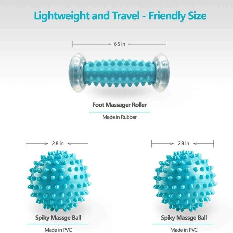 Foot Massage Roller and Spiky Massage Ball Set for Plantar Fasciitis Relief, Deep Tissue Acupressure for Feet Legs and Back