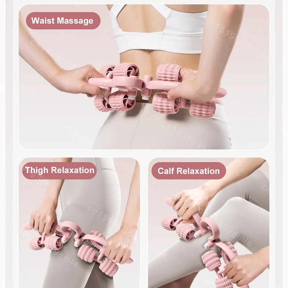 8-Wheel Full-Coverage Leg & Thigh Massage Roller — Anti-Cellulite Calf, Arm & Waist Muscle Massager