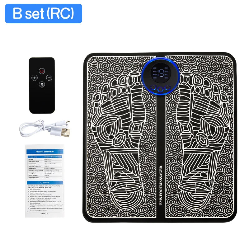 MERALL EMS Foot Massager Pad — Portable Rechargeable Acupoint Stimulator, 8 Modes & 19 Intensity Levels for Improved Circulation and Muscle Relief