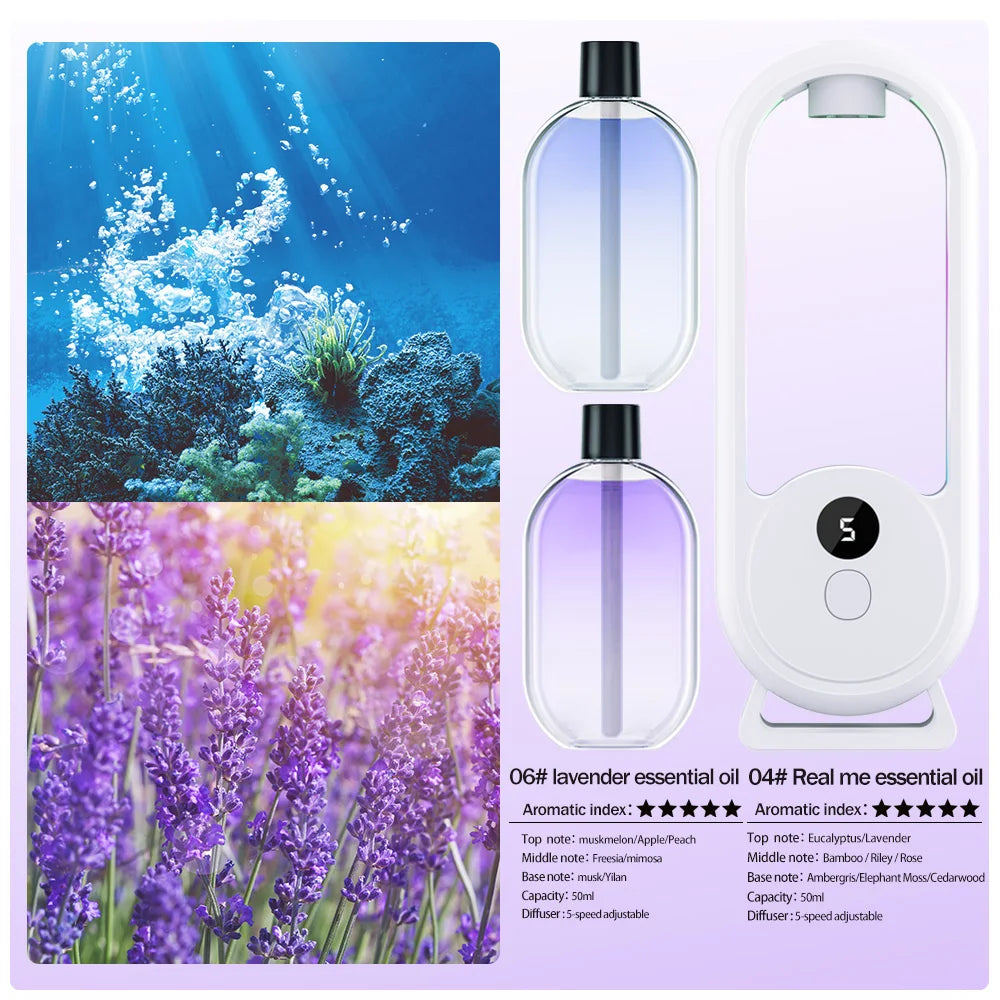 Rechargeable Portable Aroma Diffuser – Essential Oil Aromatherapy Air Freshener with 5 Timed Spray Modes