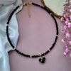Vintage Zircon Heart Pendant Necklace for Women Boho Geometric Baroque Crystal Chain
