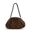 Moods Boutique Pleated Faux Fur Hobo Shoulder Bag for Women - Soft Plush Winter Purse