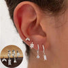 4-Piece Cubic Zirconia Flower Hoop Earrings Set - 18K Gold Plated Stainless Steel, 8 mm (0.31 in) Hoops for Women