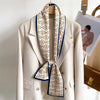 Women's Silk-Feel Printed Long Narrow Scarf 12 x 148 cm (4.7 x 58.3 in) - 50+ Colors | Headband & Shawl