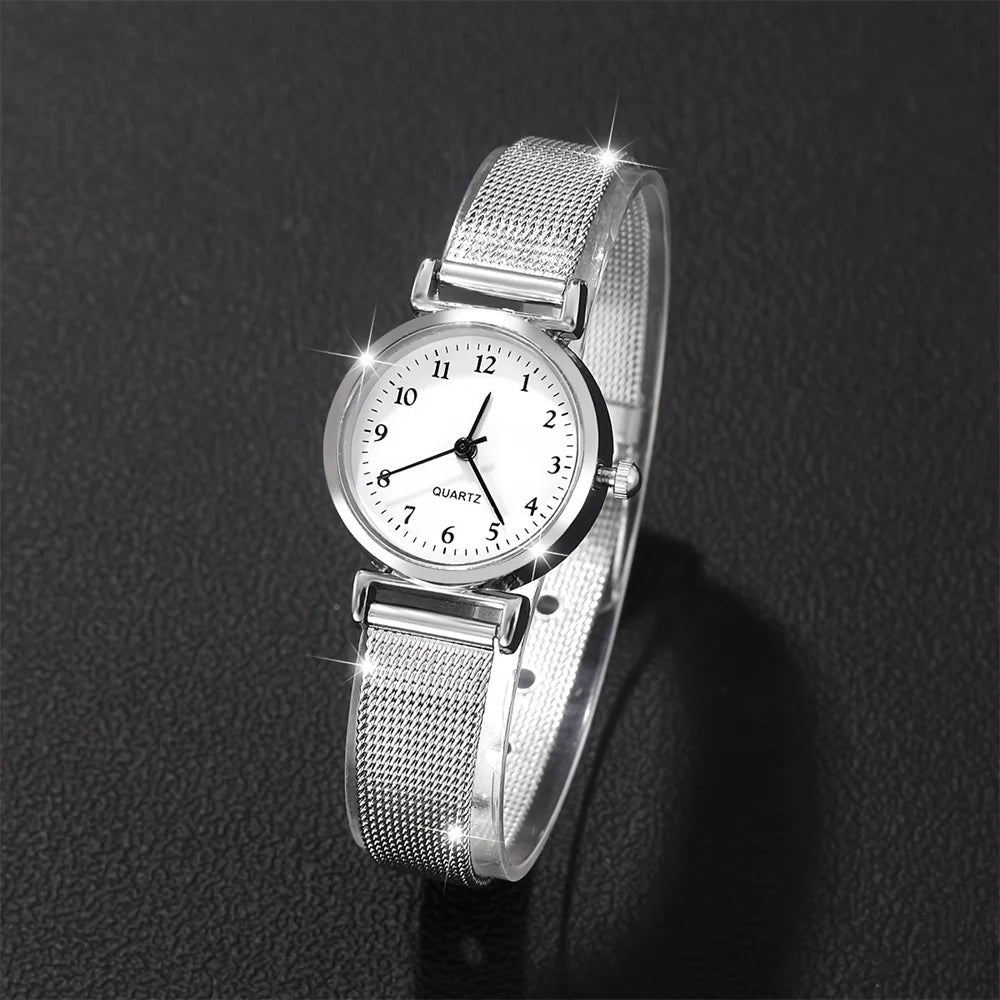 Women's Stainless Steel Bracelet Quartz Watch, Simple Roman Numeral Dial Casual Dress Wristwatch
