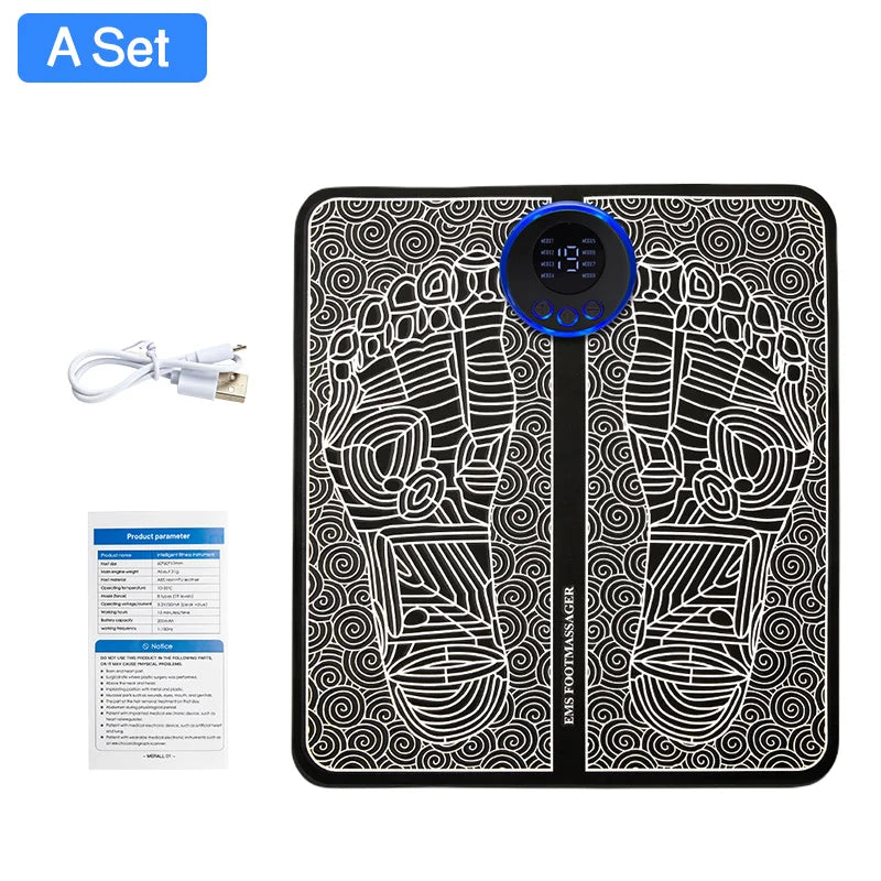 MERALL EMS Foot Massager Pad — Portable Rechargeable Acupoint Stimulator, 8 Modes & 19 Intensity Levels for Improved Circulation and Muscle Relief