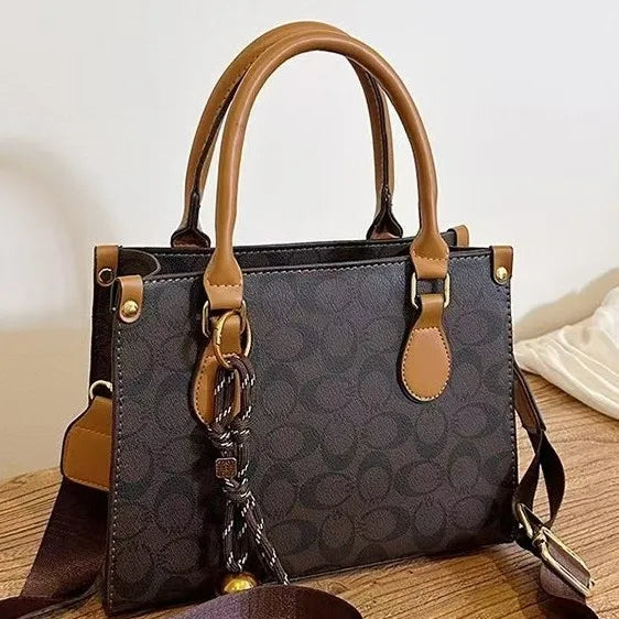 Women's Retro Floral PU Leather Handheld Tote Bag – Large Capacity Casual Tote