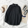 Women's Black & White Preppy Button-Up Blouse - Loose Harajuku JK Long Sleeve Shirt