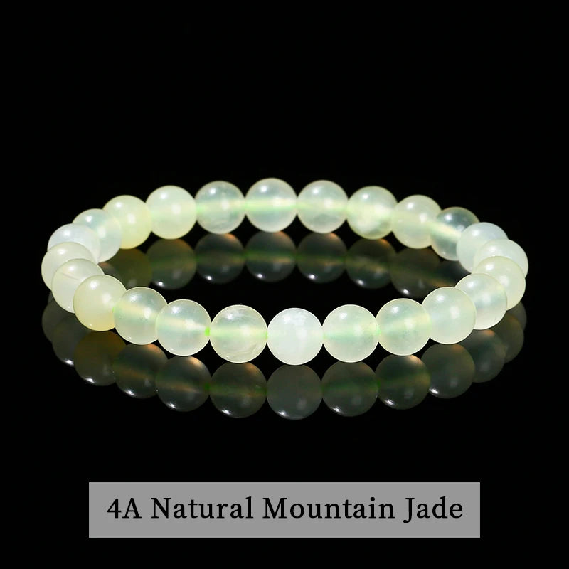 Natural Stone Beaded Bracelet 6/8/10mm — Obsidian Fluorite Quartz Jasper Stretch Yoga Bracelet for Women & Men
