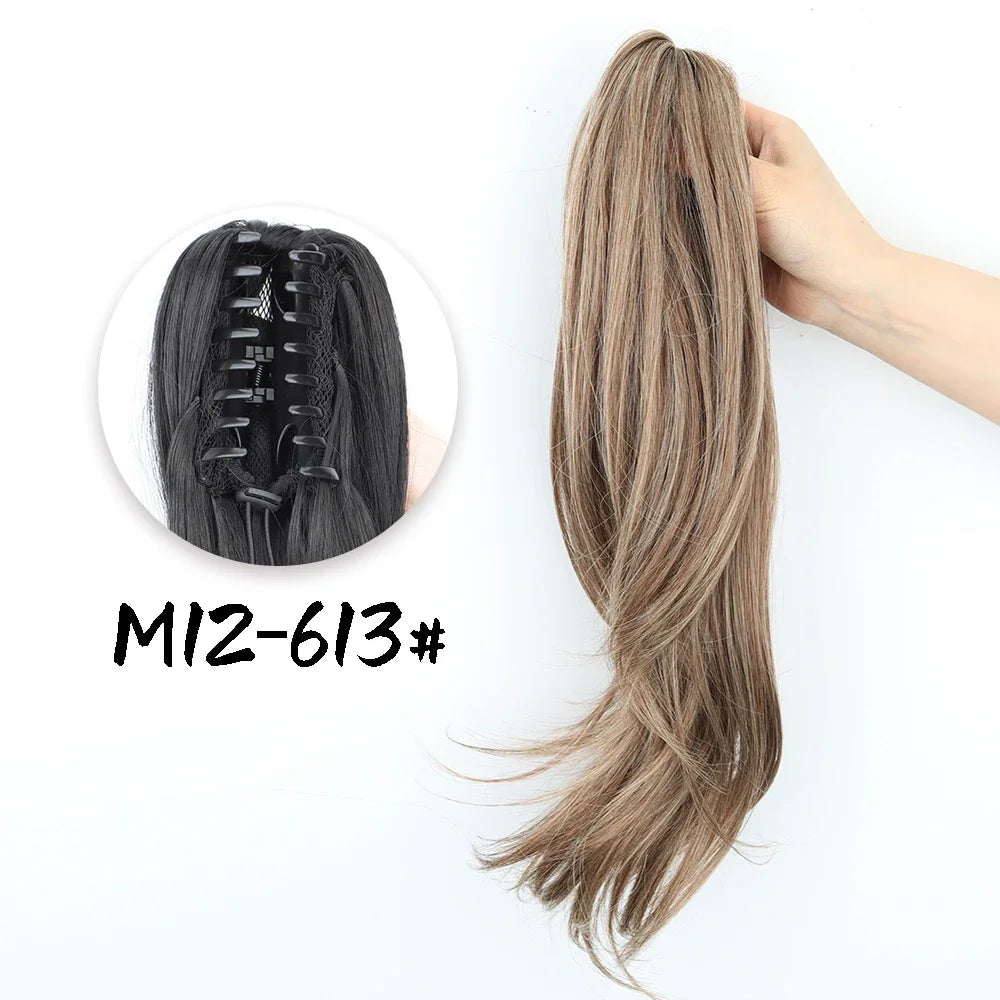 AZQUEEN 18-Inch (45 cm) Clip-In Wavy Ponytail Hair Extension - Heat-Resistant Synthetic, Layered Black/Brown