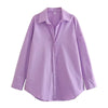 MUJER Women's Multicolor Button-Up Poplin Shirt – Oversized Long-Sleeve Summer Casual Blouse