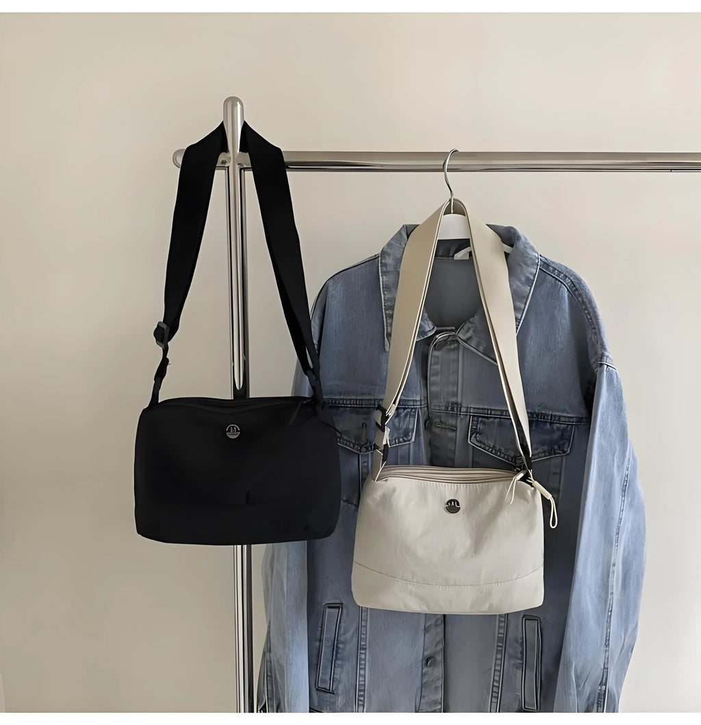 Waterproof Nylon Crossbody Messenger Bag for Women - Compact Korean Style Phone Shoulder Bag with Zipper