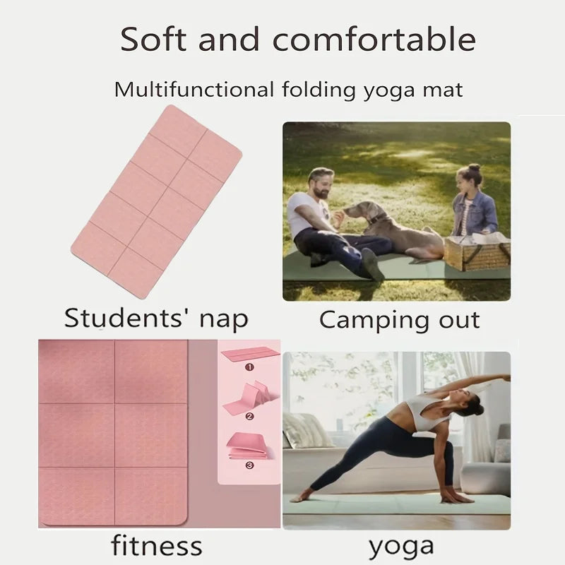 Foldable Yoga Mat Mute Eco Friendly Folding Travel Fitness Exercise Double Sided Non-Slip For Pilates & Floor Workouts Dance
