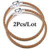 2-Pack Leather Chain Charm Bracelets with Beads – Handmade Couples Pulsera Jewelry (Unisex)