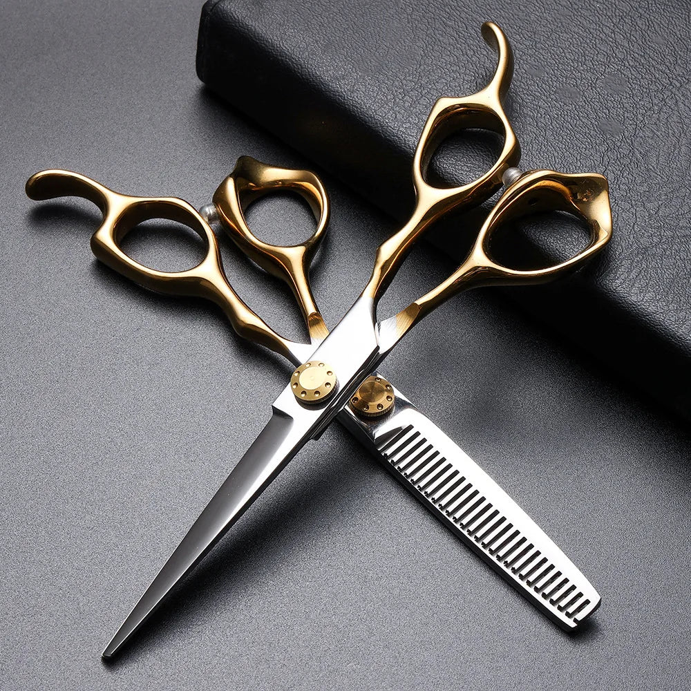 6.0-Inch (15 cm) Stainless Steel Hairdressing Scissors – Adjustable Thinning & Cutting Shears, Pro Salon Barber Styling Tool