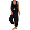 Women's Backless Knotted Bib Jumpsuit – Sleeveless Solid Dungarees Ankle-Length (Plus Sizes)