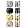 3-Pack Magnetic Clip-On Earrings for Men & Women - Round Zircon Crystal Non-Piercing Studs, Punk Hiphop Stainless Steel