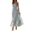 Women's Boho Chiffon Halter V-Neck Sleeveless Tiered A-Line Maxi Dress — Backless Beach Dress