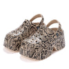 Leopard Platform Clogs for Women — Closed-Toe Chunky Wedge Sandals with Back Strap, Lightweight EVA Slip-On