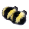 Real Fox Fur Slides for Women Luxury Furry Flat Slide Sandals