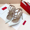 Gladiator Heeled Sandals for Women Rivet Ankle Strap Patent Leather Thin High Heels (6–10 cm / 2.4–3.9 in)