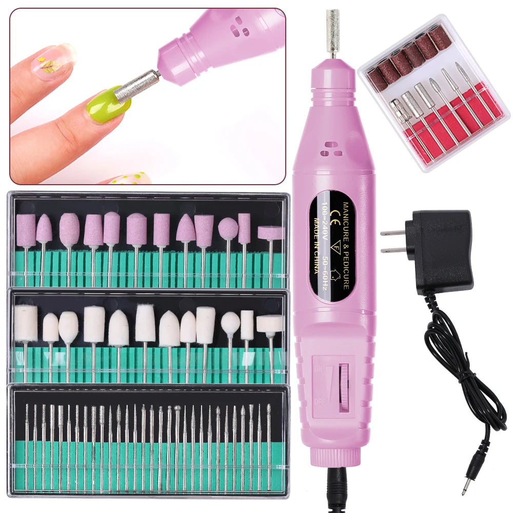YIKOOLIN 6-in-1 USB Electric Nail Drill Kit — Portable Pen-Style Manicure Polisher with Nail Art Bits
