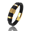 Vintage Multilayer Brown Leather and Stainless Steel Men's Beaded Bracelet 18.5/20.5/22 cm (7.3/8.1/8.7 in)