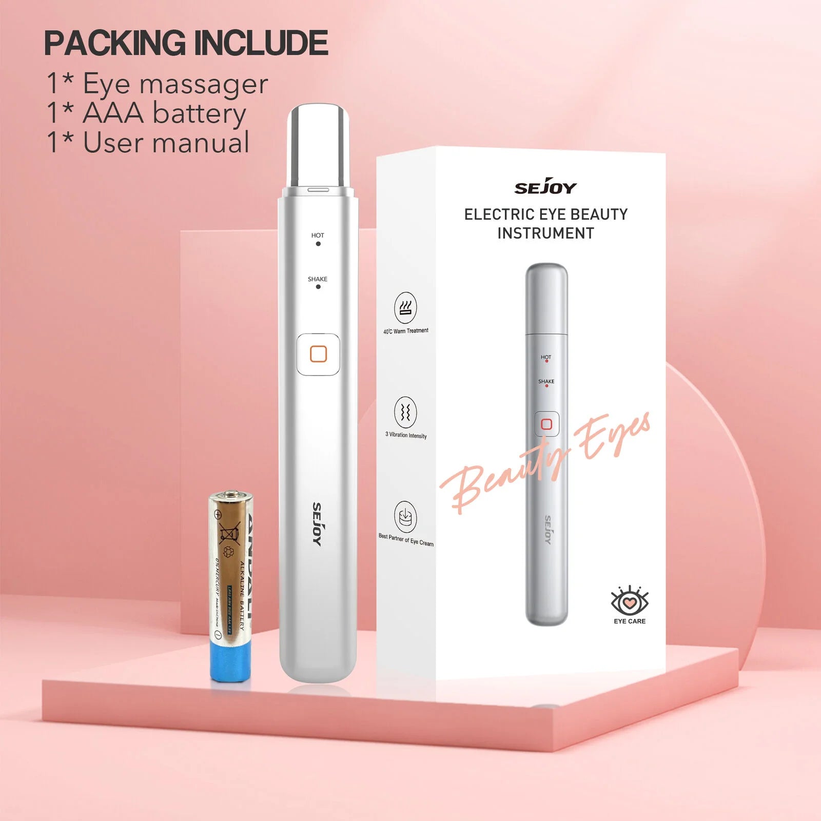 SEJOY Heated Eye Massager with Warm Vibration for Dark Circles, Puffiness & Eye Care Gifts