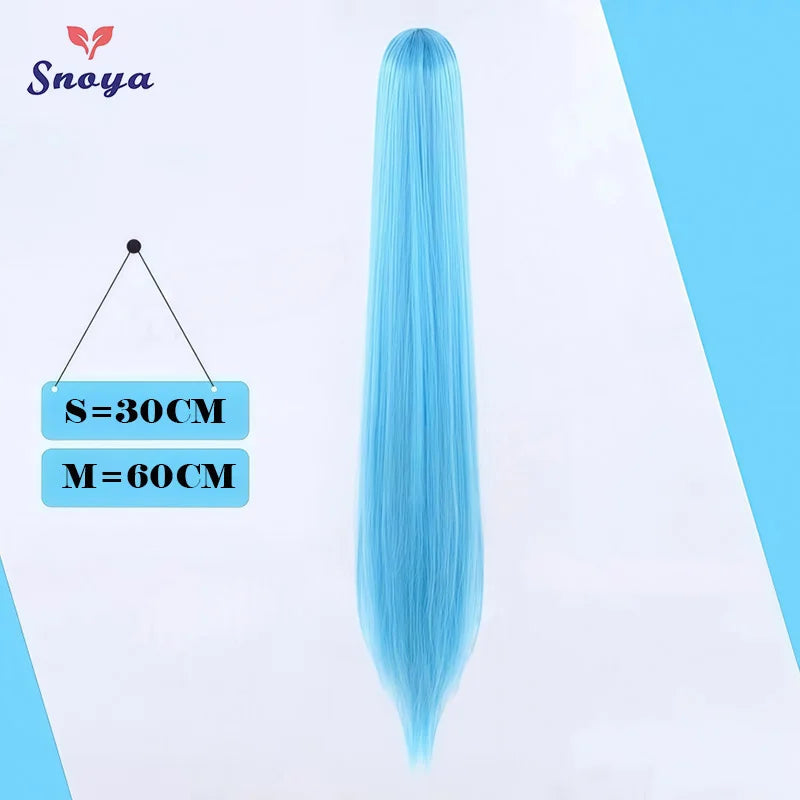 Snoya Clip-In Long Straight Ponytail Extension 60 cm / 30 cm (23.6 in / 11.8 in) Heat-Resistant Synthetic Claw Clip for Cosplay, Red, Purple, Pink, Blue