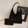 Faux Suede Bucket Bag Large Shoulder Hobo Tote with Inner Pocket for Work and Travel