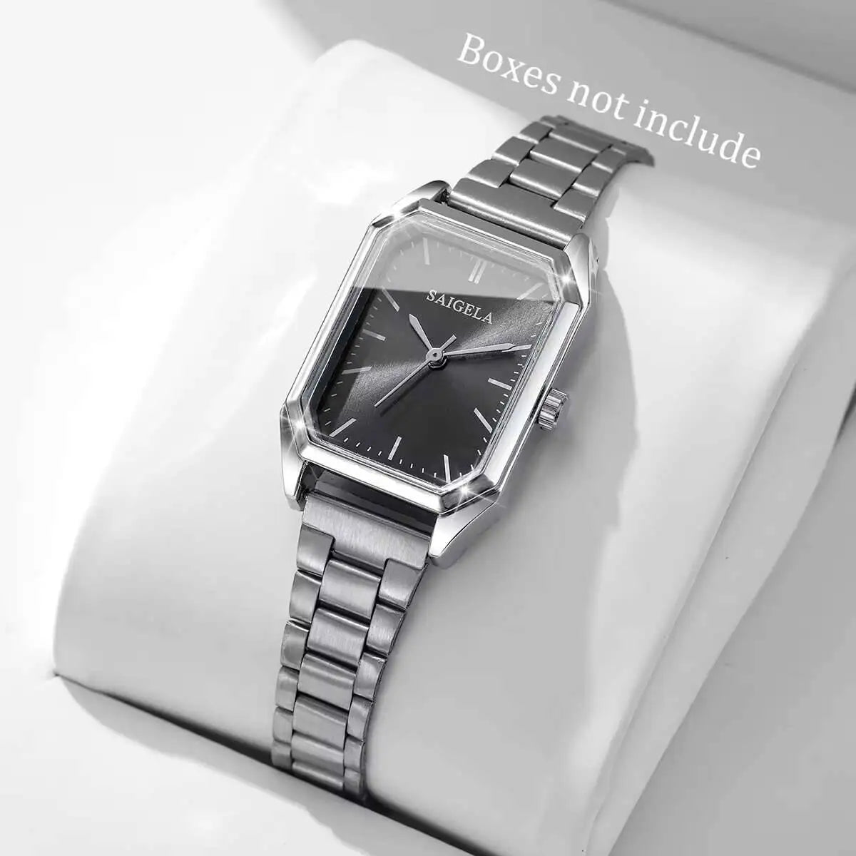 Women's Rectangular Analog Quartz Wristwatch – Minimal Stainless Steel Bracelet, Fashion Gift – No Box