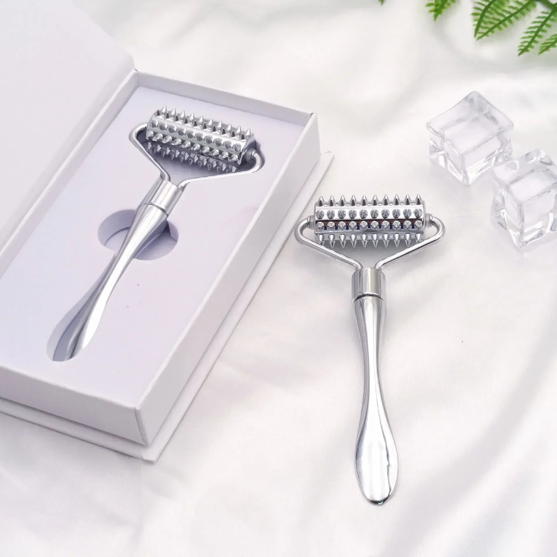 Zinc Alloy Microneedle Derma Roller – Manual Facial & Body Microneedling Tool for Wrinkle Removal & Skin Rejuvenation