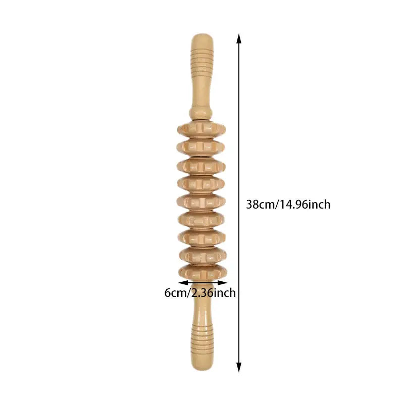 Wooden Handheld Massage Roller and Gua Sha Tool – Full-Body Trigger Point Massager for Women & Men