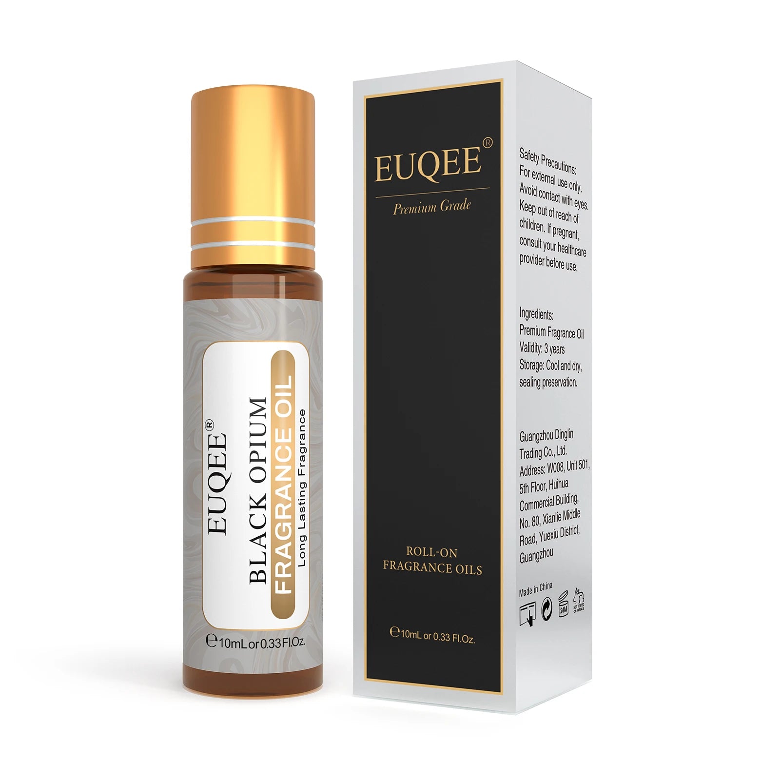 EUQEE 10ml Roll-On Fragrance Oil for Women - Portable Roller Perfume in Coconut Vanilla, Bubble Gum, Midnight Rose (Amber Glass)