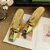 Women's Low Heel Slingback Sandals - PU Slip-On Flat Mules Casual Summer Sandals