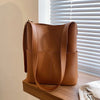 Women's PU Leather Bucket Shoulder Bag - Vintage Casual Luxe Handbag for Fall & Winter
