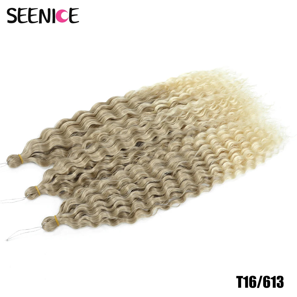 Ariel Water Wave Twist Crochet Braids – Ombre Synthetic Deep Wave Hair Extensions, 22 Inch (55 cm)
