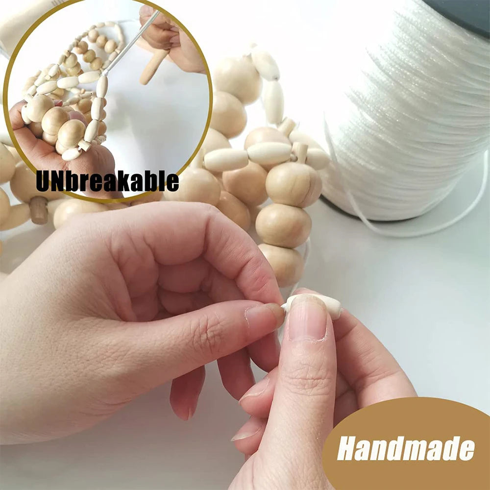 28 in (70 cm) Wooden Pull-Back Roller Rope — Manual Back Massager for Neck, Shoulders & Legs, Cellulite Relief