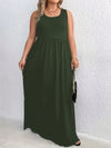 Plus Size Sleeveless Round Neck Tunic Dress 1XL-5XL Casual Knit Ankle-Length Spaghetti Strap