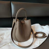 Lavender Purple Round Bucket Tote Small Genuine Cowhide Leather Shoulder & Crossbody Bag for Women