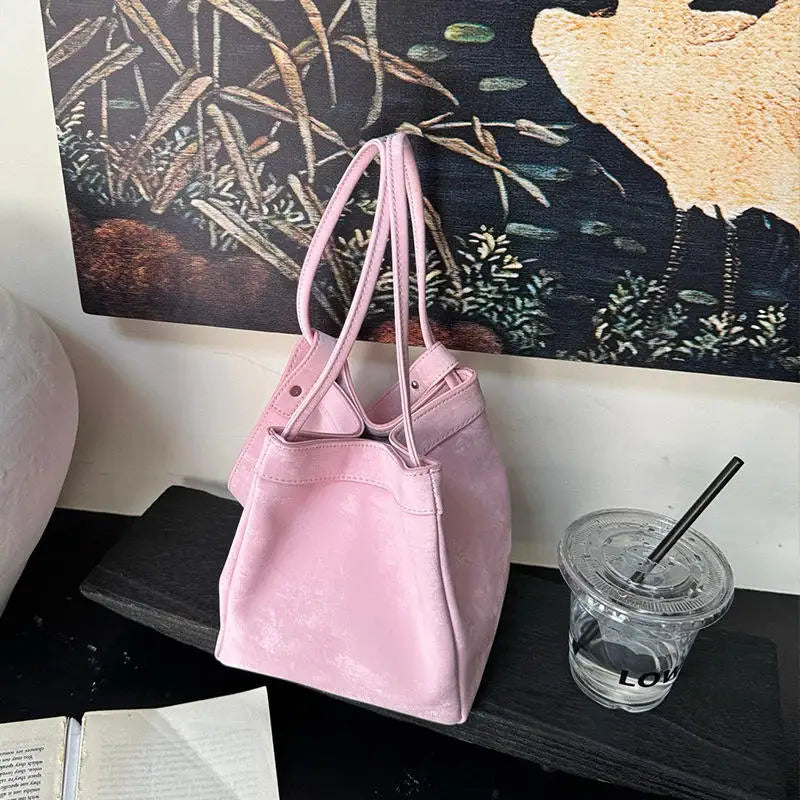 Personalized Faux Suede Bucket Bag for Women – Custom Letter Shoulder Tote, Luxury Party Handbag