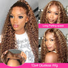 Glueless Preplucked Ombre Deep Wave Lace Front Wig – 7x5 or 13x4 Transparent Lace, 26+ inch (66+ cm) Remy Brazilian Human Hair
